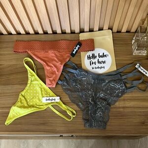 BOOTAYBAG | Sexy Panties Set - Burnt Orange, Lime Green + Gray